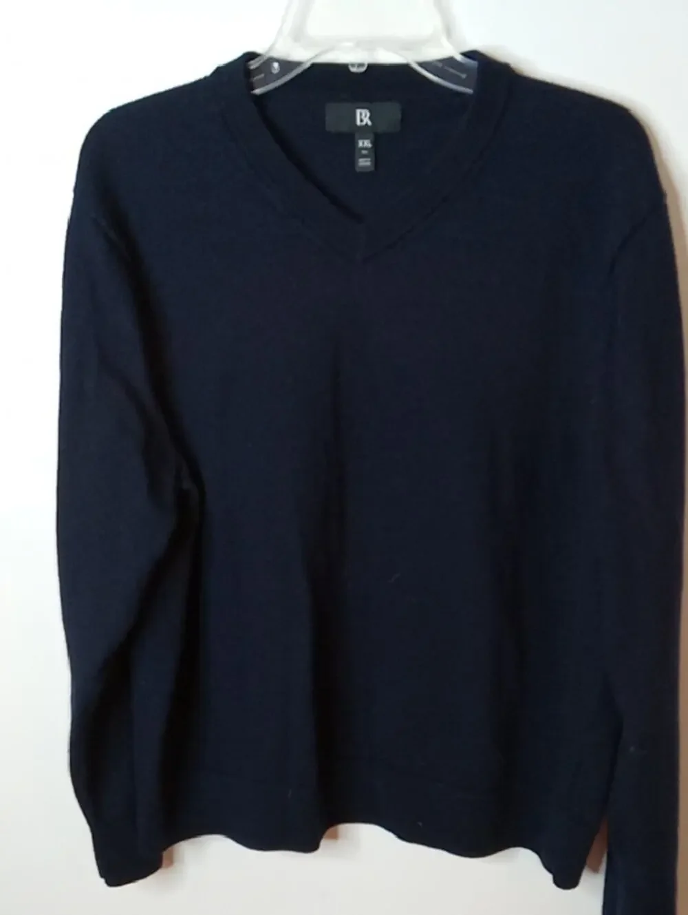 Banana Republic Men's XXL V-Neck Sweater - Navy Blue Fine Merino Wool
